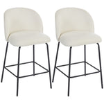 Set di 2 Sgabelli da Bar, Sedie da Bar, Poggiapiedi e Schienale, Tessuto Effetto Lino, Altezza Seduta 68cm, Crema
