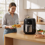 Friggitrice ad aria 4 L, air fryer 1300 W 12 programmi, touch screen, temperatura regolabile, cestello antiaderente, nero