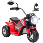 Elektrisches Kinder-Chopper-Geländemotorrad 6 V 20 W, Vorwärts- und Rückwärtsgang, 3 Räder, Licht- und Soundeffekte, Rot-Schwarz
