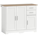 Buffet salon, meuble de rangement avec 2 tiroirs, 3 portes et étagère réglable, 100 x 40 x 78 cm, blanc et bois naturel