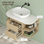 Meuble sous lavabo salle de bain suspendu meuble sous vasque avec tiroirs à fermeture douce et étagères, marron