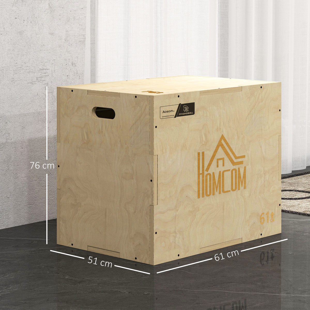 Box jump pliométrie 3 en 1 - Collaboration .fr x FFHandball - saut musculation fitness 61x51x76cm bois