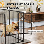 Parc pour chien enclos chien 8 panneaux modulable et pliable acier avec porte pour chiot intérieur extérieur 60 cm noir