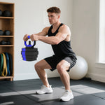 Set di manubri per bodybuilding 6-in-1, manubrio regolabile da 30 kg, kettlebell, bilanciere, supporto per flessioni, blu