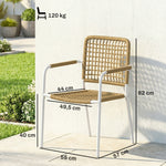 Lot de 2 Chaises de Jardin Empilables en Résine Tressée avec Accoudoirs et Dossier, 55x57x82cm, Jaune
