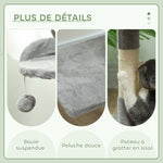 Arbre à chats multi-équipements griffoirs grattoirs plateformes niche corde jouets 40 x 40 x 114 cm gris