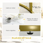Set van 2 ronde nesttafels met marmerlook blad en stalen frame Ø 74 x 46,3 cm wit goud