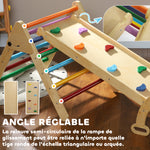 5 en 1 Triangle arche d'escalade enfants avec rampe d'escalade réversible toboggan bascule multicolore