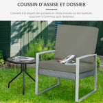 Coussins pour chaise fauteuil de jardin coussins d'assise de dossier déhoussables polyester 56x52/56x46cm gris foncé