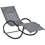 Chaise longue à bascule avec tétière utilisation extérieure intérieure gris chiné