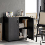 Armario de oficina de 2 niveles, mueble de almacenamiento de oficina con 2 puertas, cerraduras y llaves, 80x40x80cm, negro