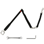 Laisse pour chien pour vélo 124 cm, laisse d'exercice chien, facile à installer et amovible, acier et polyester, noir