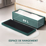 Banc de rangement bout de lit en velours côtelé avec couvercle, pour salon, chambre, entrée, 112 x 42 x 40 cm, vert