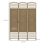 Paravent intérieur en bois séparateur de pièce cloison pliable 3 panneaux 120 x 170 cm bois naturel