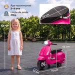 Elektro-Motorrad für Kinder 6 V, Elektroauto für Kinder mit Stützrädern, für 2-4 Jahre, 71 x 37 x 52 cm, Rosa