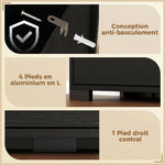 Meuble à chaussures 16 paires armoire à chaussures 4 tiroirs rabattables 2 portes en miroir étagères réglables noir