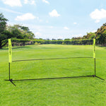 Filet de badminton, filet portable, hauteur ajustable 107-155 cm, avec sac de transport, cadre métallique, noir, jaune