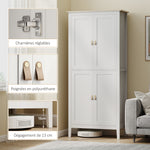 Buffet cuisine, meuble cuisine rangement haut avec LED réglable et détecteur de mouvement, 80 x 40 x 176,5 cm, blanc