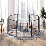 Luxe parc enclos modulable acier époxy porte verrouillable pour chiens, lapins, rongeurs, petits animaux, intérieur et extérieur 80 x 80 cm noir