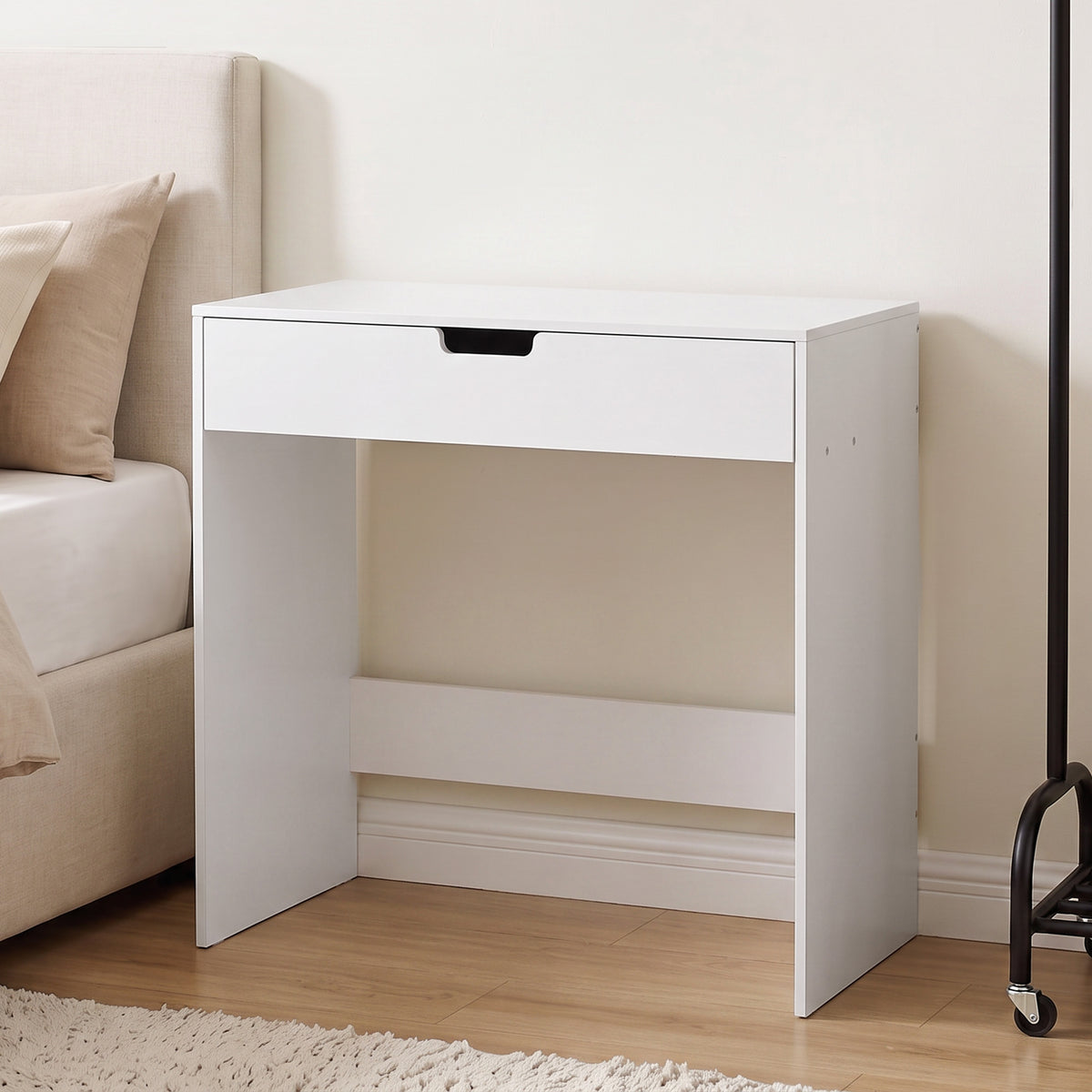 Dressing table with drawer, modern makeup table, for bedroom, 75 x 40 x 75 cm, white