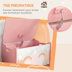 Coffre à jouet enfant coffre de rangement enfant couvercle rabattable motif de forêt coins arrondis 60 x 37 x 39 cm rose