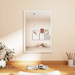 Miroir mural rectangulaire 60 x 40 cm, cadre en bois blanc, idéal pour la salle de bain, salon ou chambre