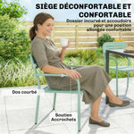 Lot de 2 Chaises de Jardin Salon de Jardin Empilable Résistant aux Intempéries avec Accoudoirs 56x58x78cm Vert