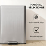 Poubelle de Cuisine 20 L en Acier Inoxydable, Poubelle avec Pédale, Couvercle à Fermeture Douce, Argenté