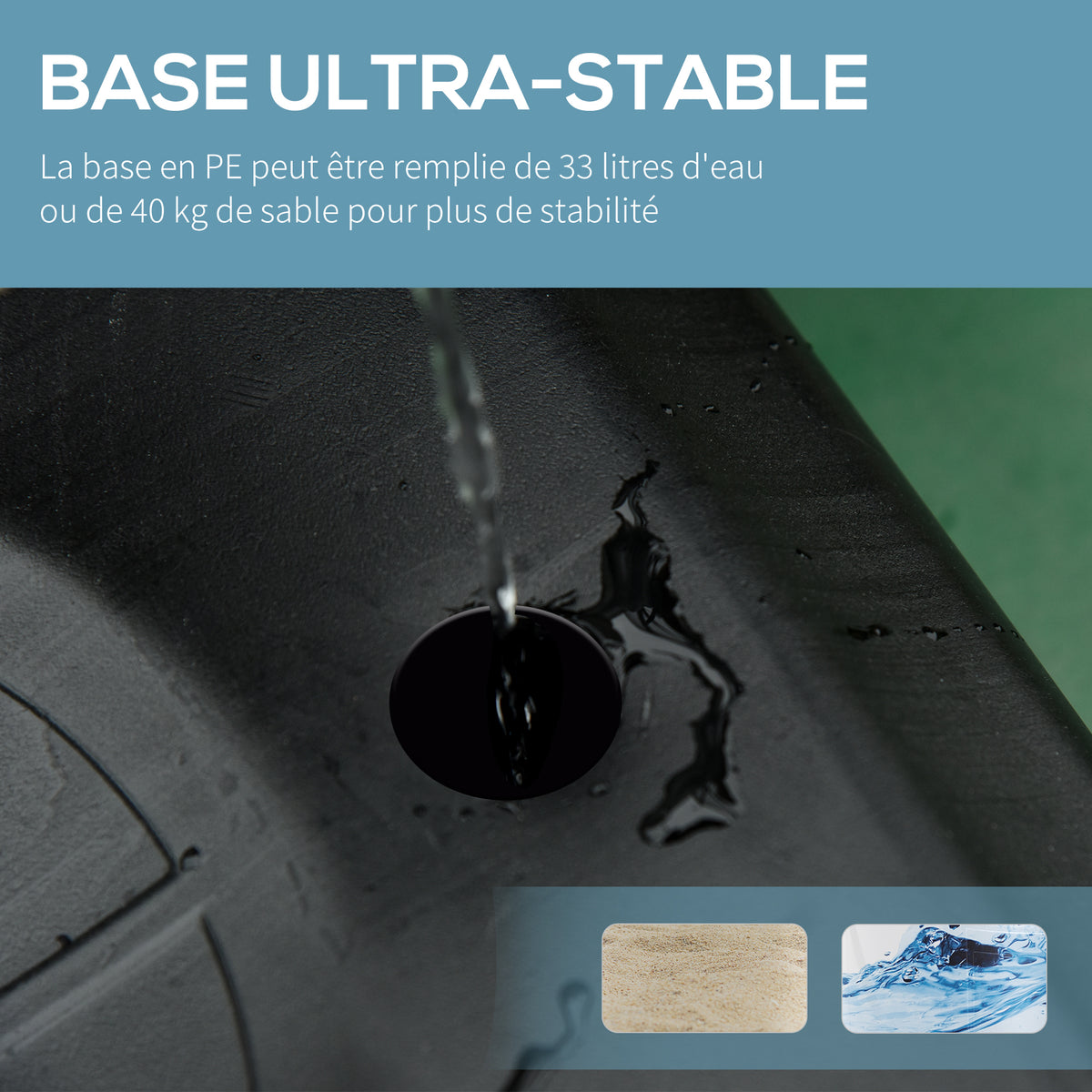 Panier de basket extérieur hauteur réglable 160–210 cm panier de basket sur pied à roulettes base remplissable noir