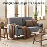 Canapé 2 Places, Canapé de Salon Rembourré avec Accoudoirs Matelassés, Effet Velours, 127 x 72 x 84 cm, Gris