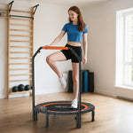 Trampoline de fitness gymnastique avec poignée réglable, pliable, 6 pieds, 28 ressorts Ø 102 cm, noir rouge