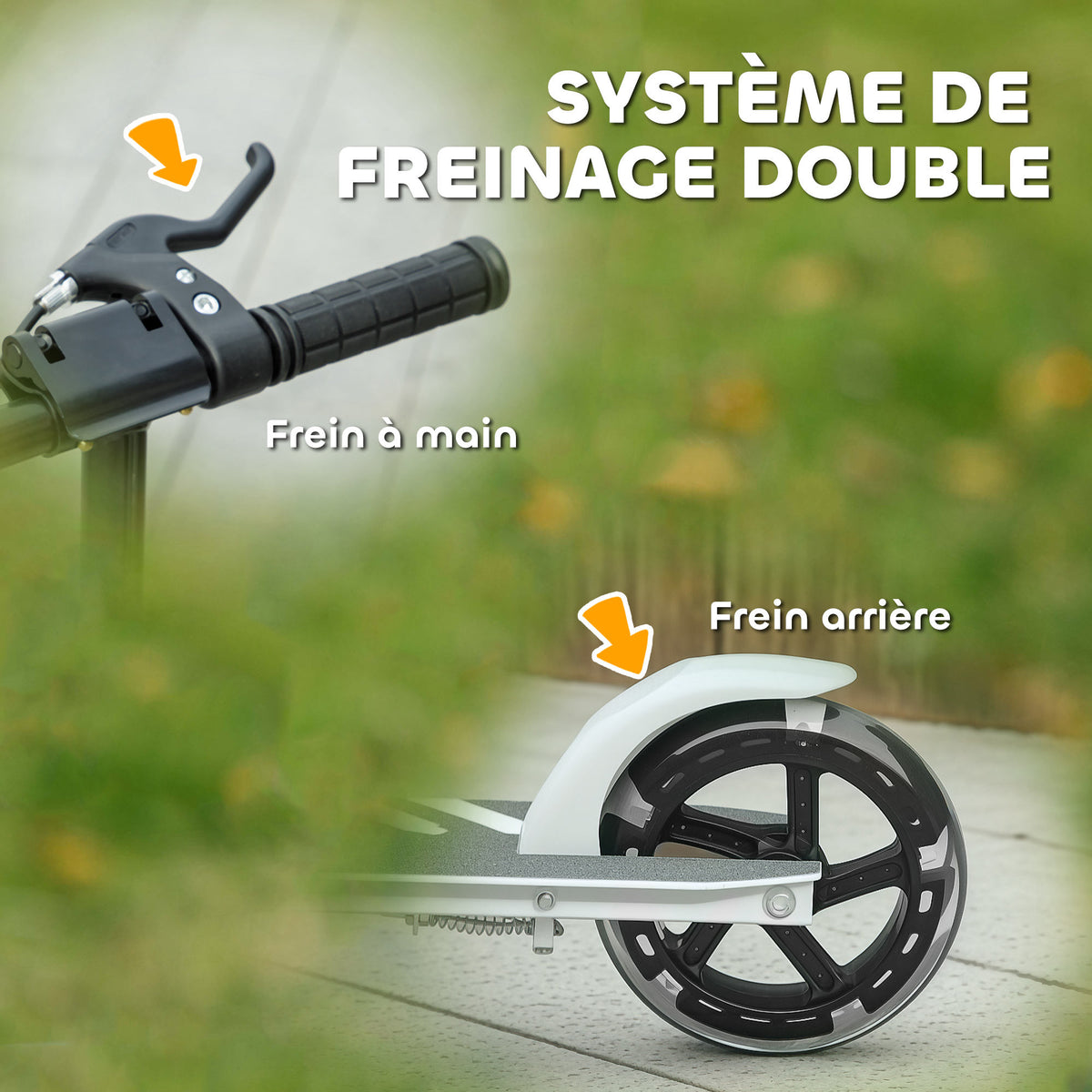 Trottinette enfants 3 à 8 ans, trottinette pliable à 2 roues LED roues lumineuses, 4 réglages en hauteur, blanc