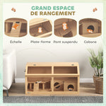 Cage hamster en bois habitat grand pour rongeur ventilation couvercle ouvrant et accessoires 85x45x44cm bois naturel