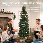Kunstkerstboom 210 cm, Scharnierende takken van brandvertragend PE en PVC, Inklapbare stalen standaard, Groen
