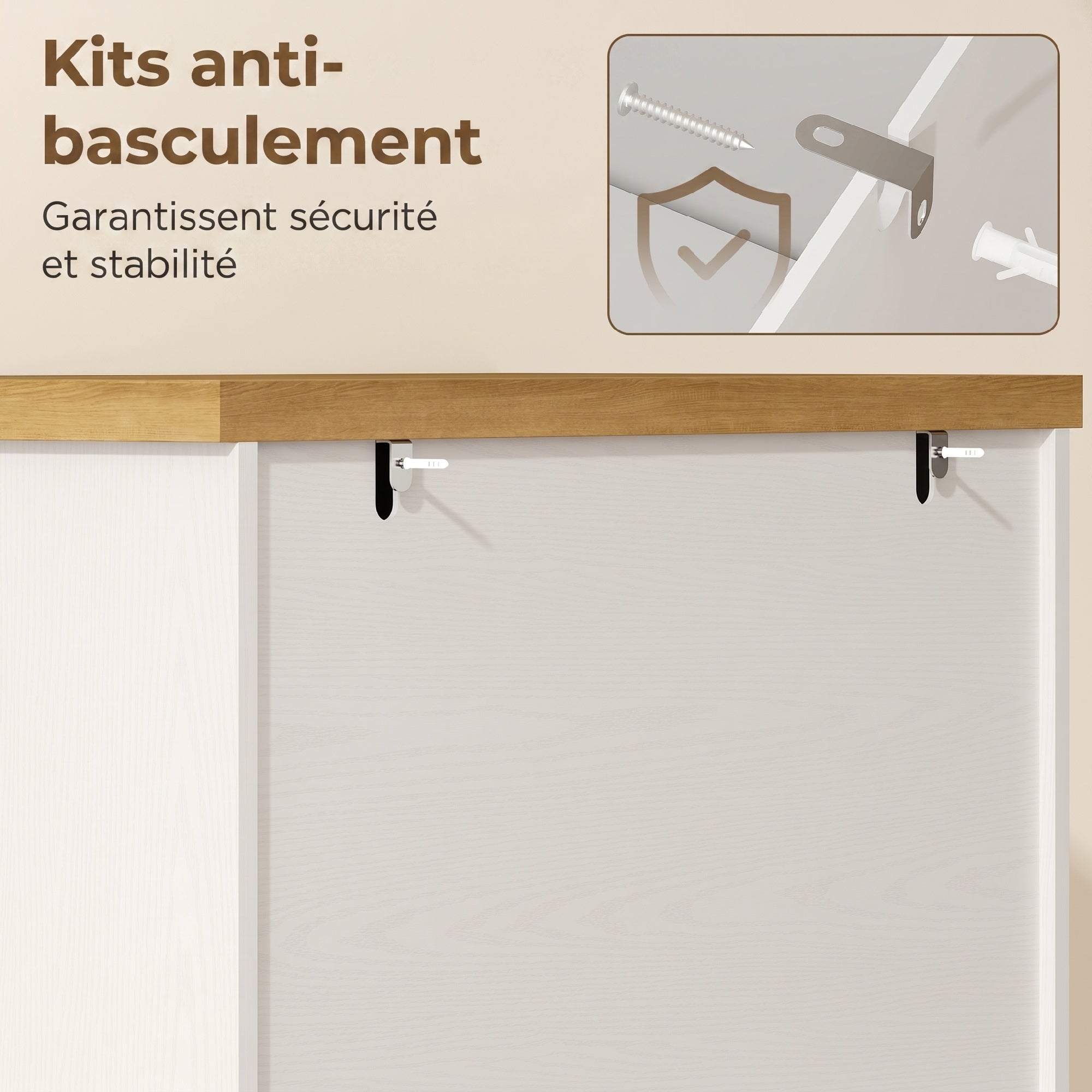 Aparador alto de cocina, armario de cocina, 4 puertas, 3 cajones, 8 estantes para botellas y estantes ajustables, 76x40x182cm, blanco