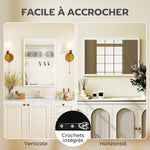 Miroir mural rectangulaire 60 x 40 cm, cadre en bois blanc, idéal pour la salle de bain, salon ou chambre