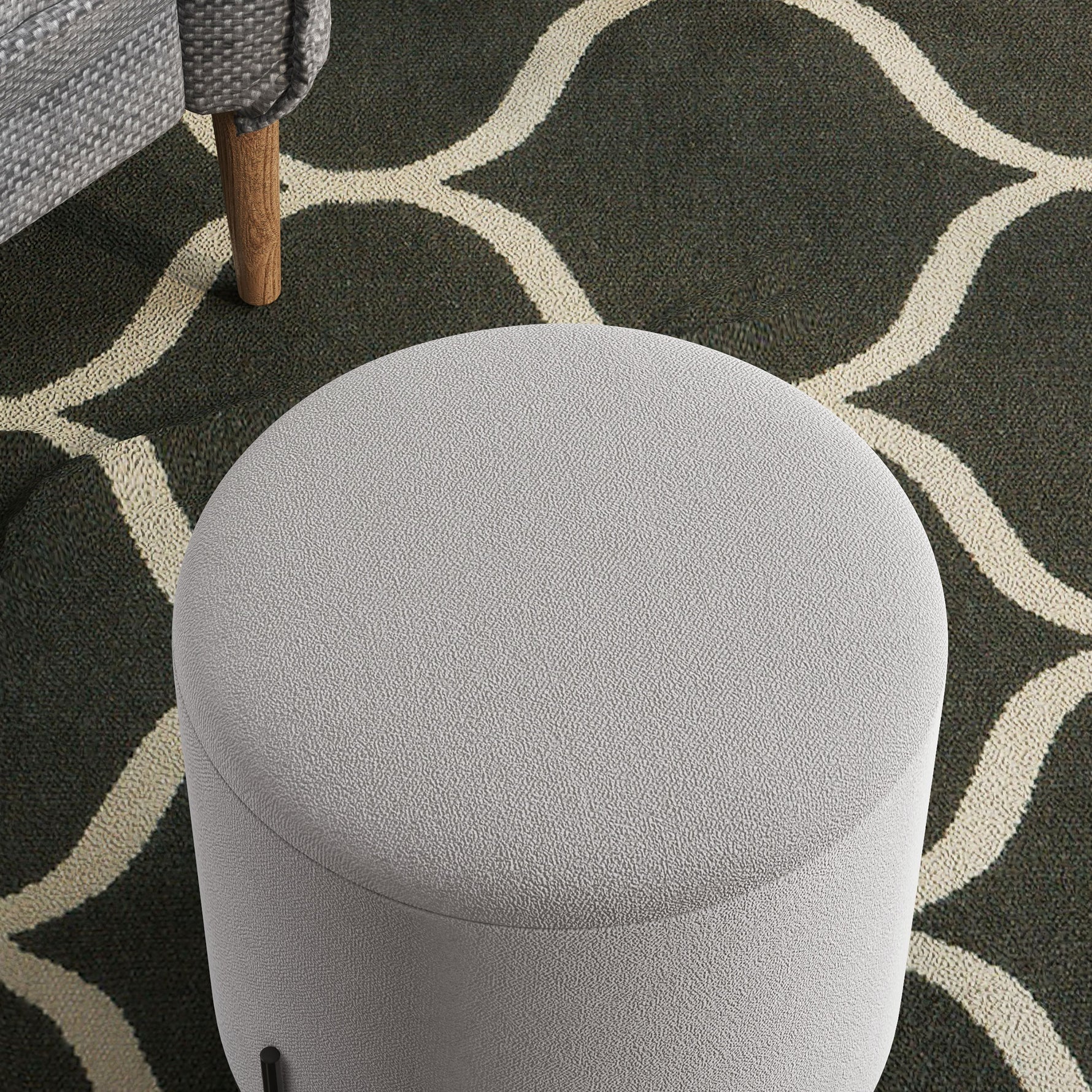 Lot de 2 poufs ottoman tabouret pouf repose-pied en velours pieds en acier pour salon chambre Ø 35 x 38 cm gris clair
