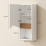 Armoire murale de salle de bain avec porte à fermeture douce, étagère réglable et compartiment ouvert, 30x17x67cm, blanc