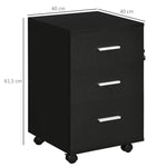 Caisson de Bureau Rangement Bureau sur Roulettes 3 Tiroirs Verrouillables 40 x 40 x 61,5 cm Noir