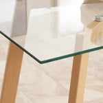 Table à manger pour 4 personnes, 120x60x76cm, table de cuisine, plateau en verre trempé et pieds en acier, transparent