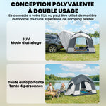 Tente de Camping Facile à Monter 2-4 Personnes avec 3 Portes, Imperméable, Compatible avec SUV, Bleu Foncé