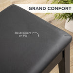 Banc pour piano avec assise rembourrée pieds en bois massif revêtement synthétique 75 x 35 x 49 noir