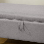 Banc de rangement, bout de lit, repose-pieds rembourré en lin avec pieds en bois de caoutchouc, 71x37x36cm, gris clair