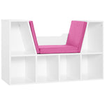 Bibliothèque banc 2 en 1 avec coussins de siège, étagère cube 6 compartiments ouverts et 2 niveaux, meuble de