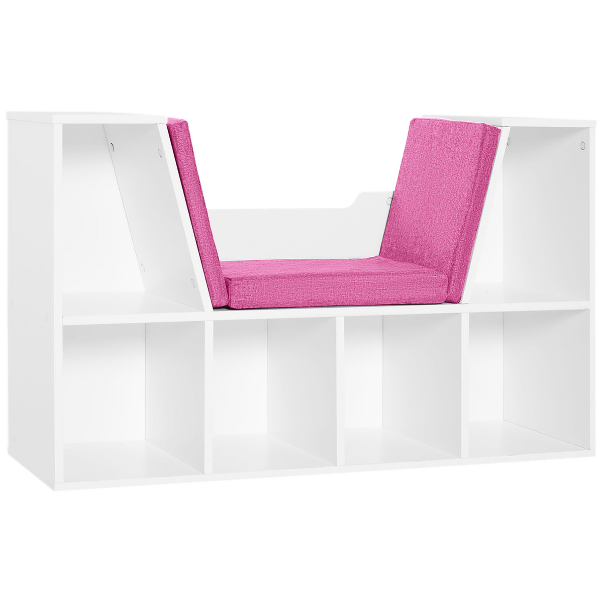 Bibliothèque banc 2 en 1 avec coussins de siège, étagère cube 6 compartiments ouverts et 2 niveaux, meuble de