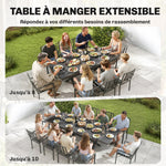Table de Jardin Extensible Aluminium Table de Repas Extérieure Effet Bois 8-10 Personnes 214x85x73cm Gris Anthracite