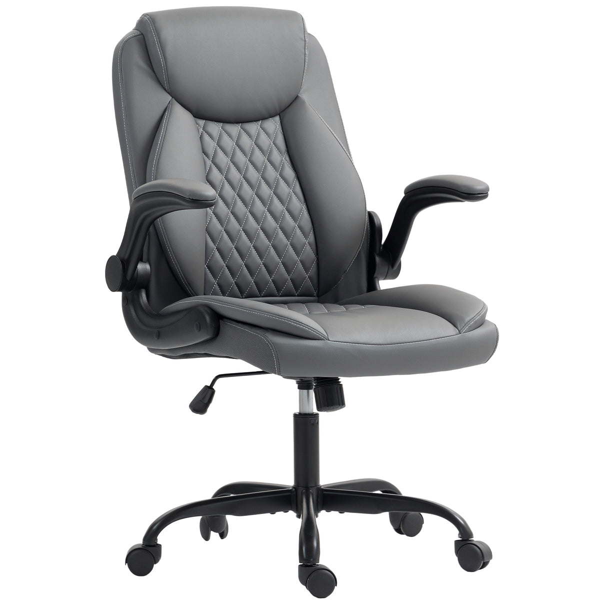 Fauteuil de bureau, chaise bureau ergonomique avec accoudoirs relevables, hauteur réglable, fonction de bascule, gris