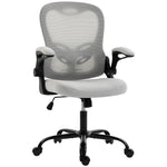 Chaise Bureau Ergonomique, Fauteuil de Bureau Maille, Accoudoirs Relevables, Hauteur Réglable, Fonction Bascule, Gris