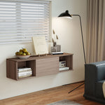 Meuble TV suspendu, Armoire murale avec 2 compartiments ouverts et porte rabattable, 120 x 30 x 29,5 cm, marron
