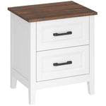 Table de chevet, table de nuit avec 2 tiroirs, plateau effet bois, style rustique, pour chambre à coucher, salon, blanc